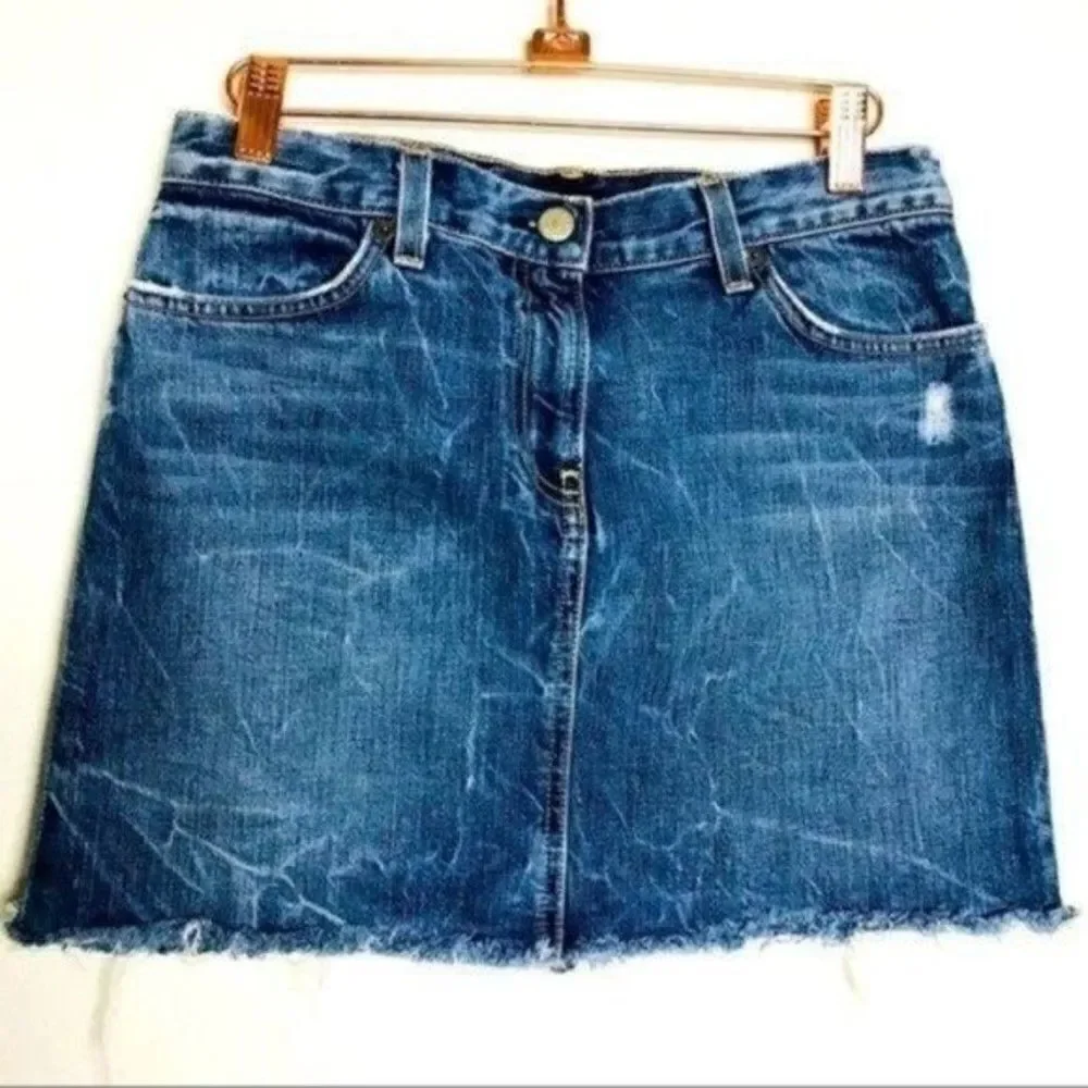 JCrew Stone washed denim skirt raw hem 0 BoxK